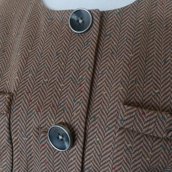 CAbi Brown Herringbone Pattern Penny Blazer Cotton Blend Jacket Womens Small - Picture 6 of 14